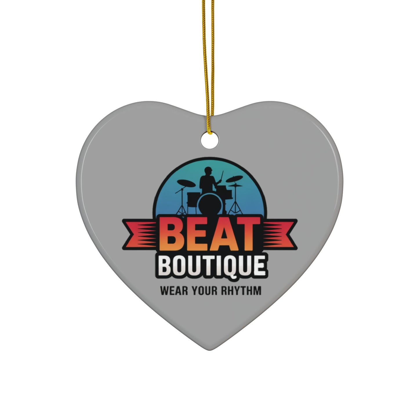 Drummer Logo Ceramic Ornament — 'Beat Boutique: Wear Your Rhythm' Holiday Decoration