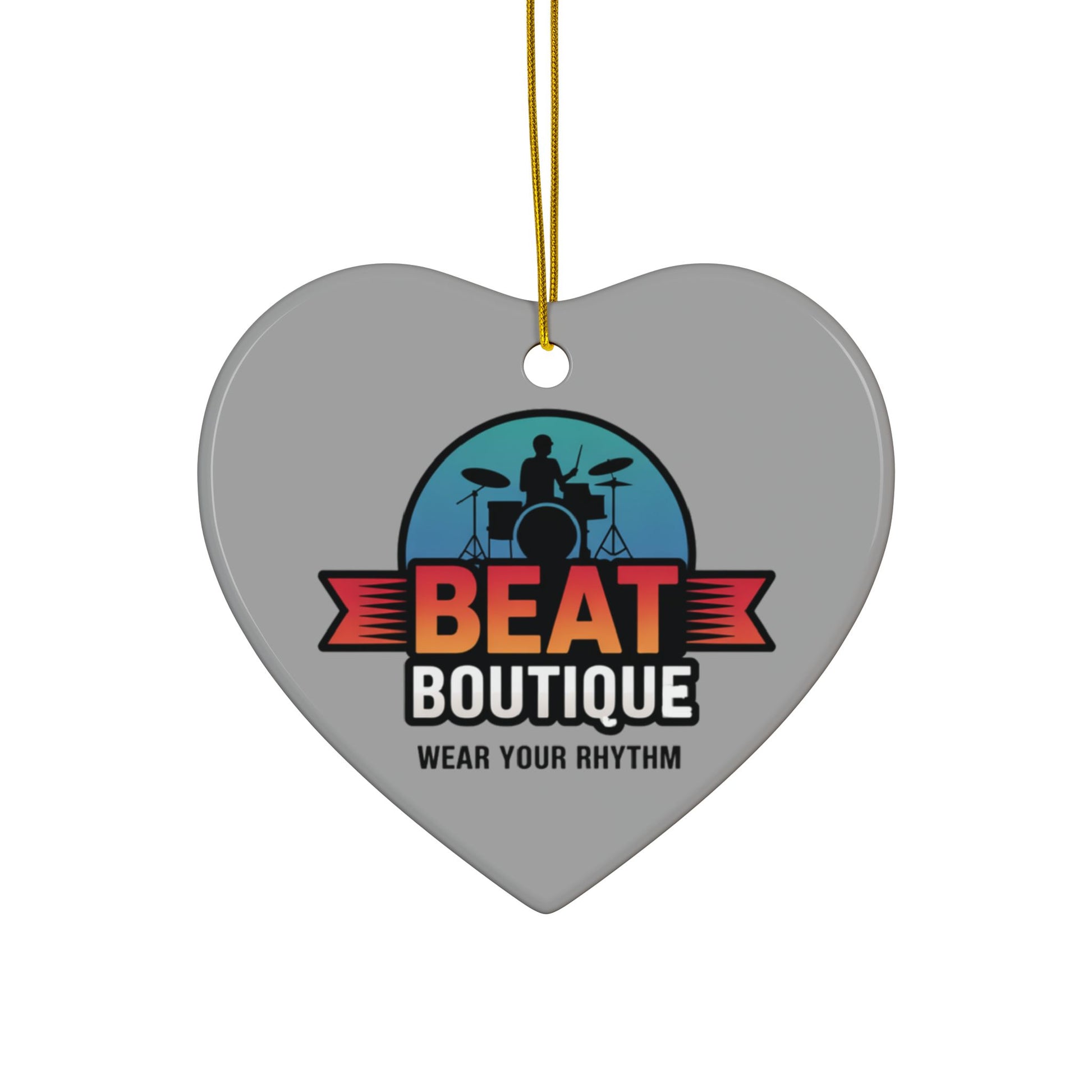 Drummer Logo Ceramic Ornament — 'Beat Boutique: Wear Your Rhythm' Holiday Decoration