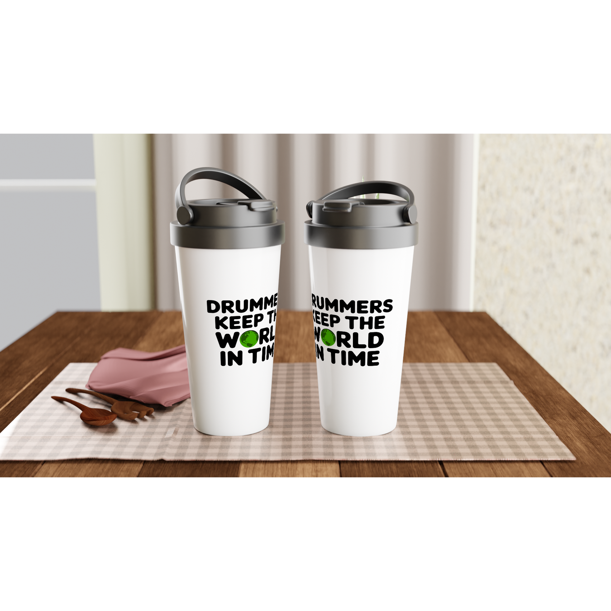 In Time - White 15oz Stainless Steel Travel Mug